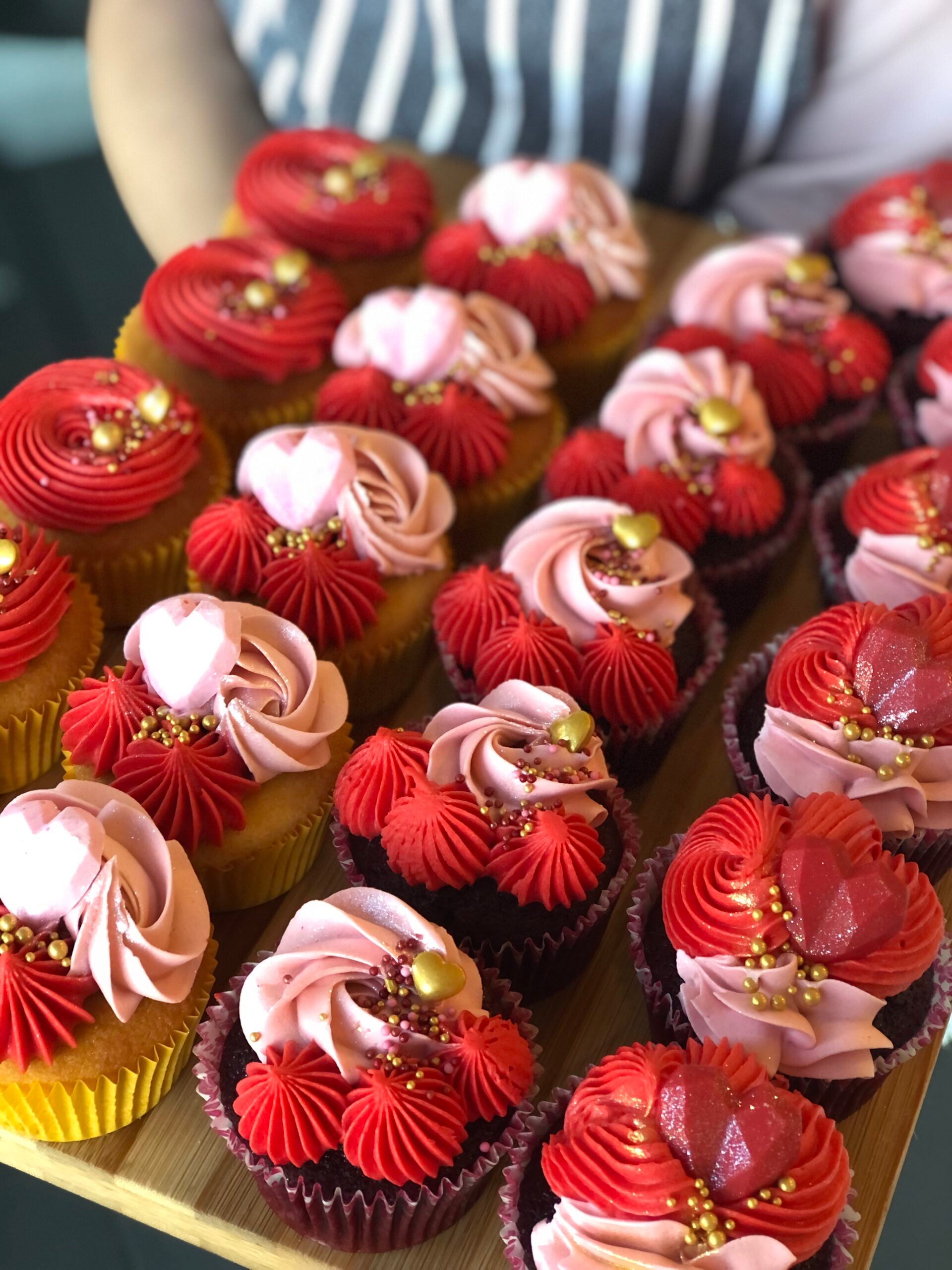 Red and pink premium Box of Cupcakes