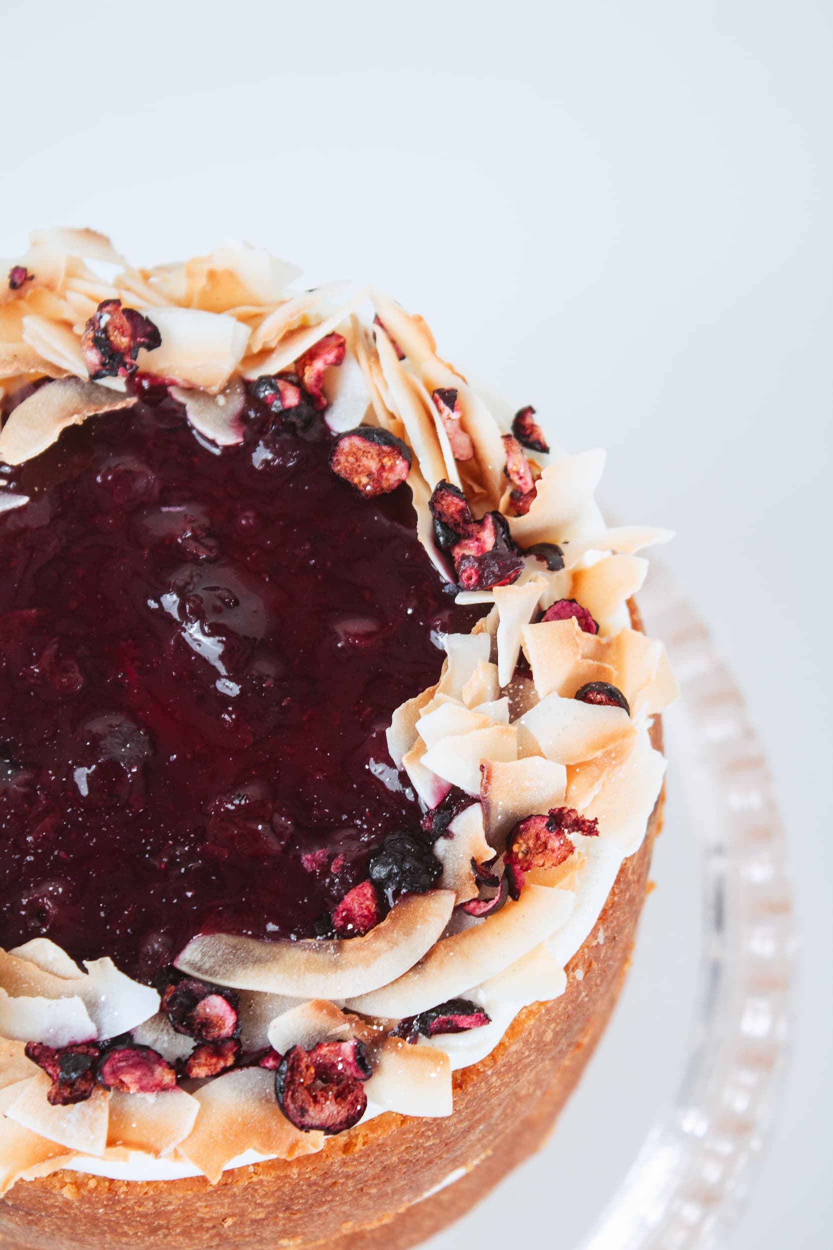 Close up of Blueberry Coconut Cake