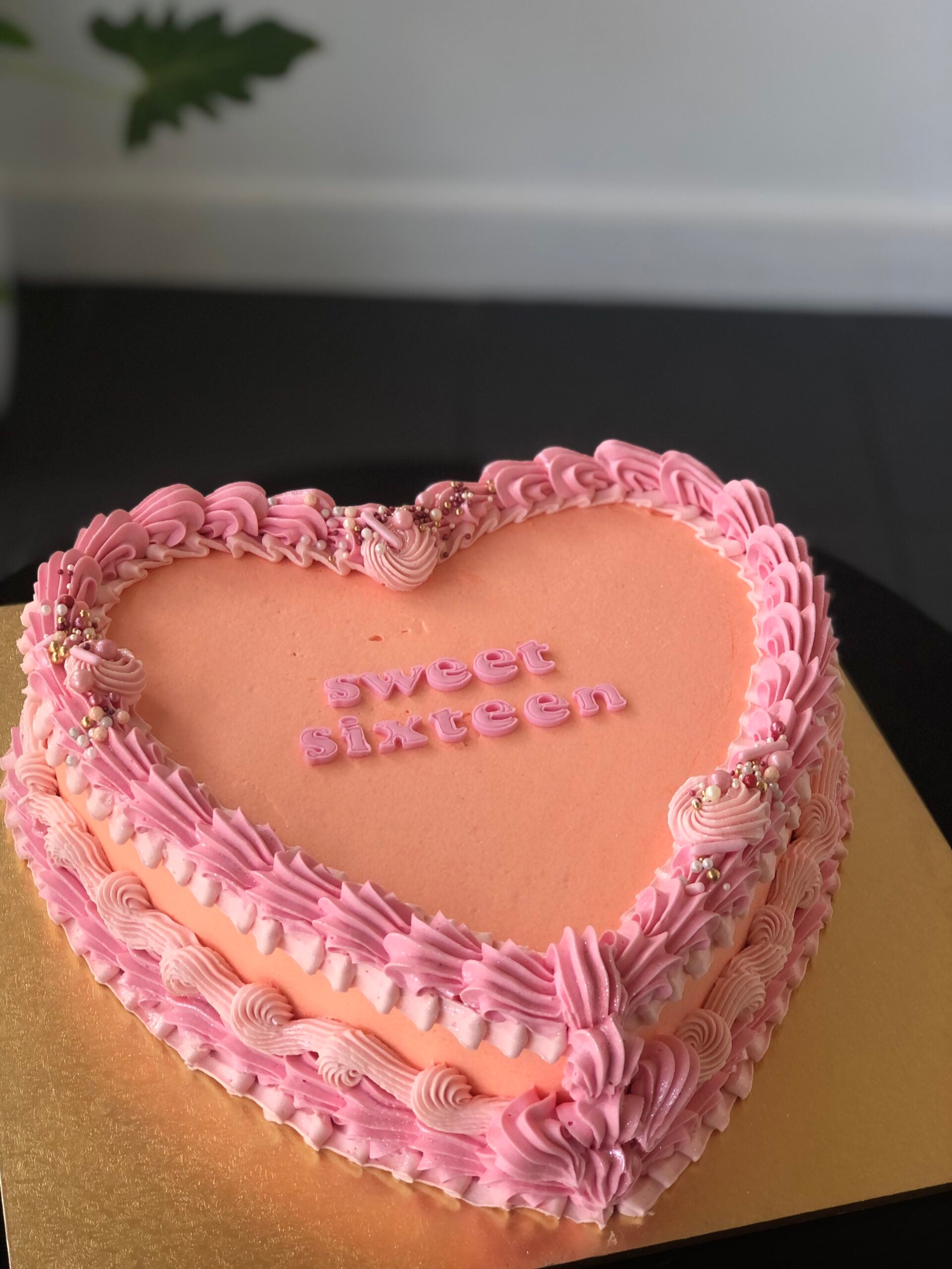 Heart cake for a sweet sixteen party