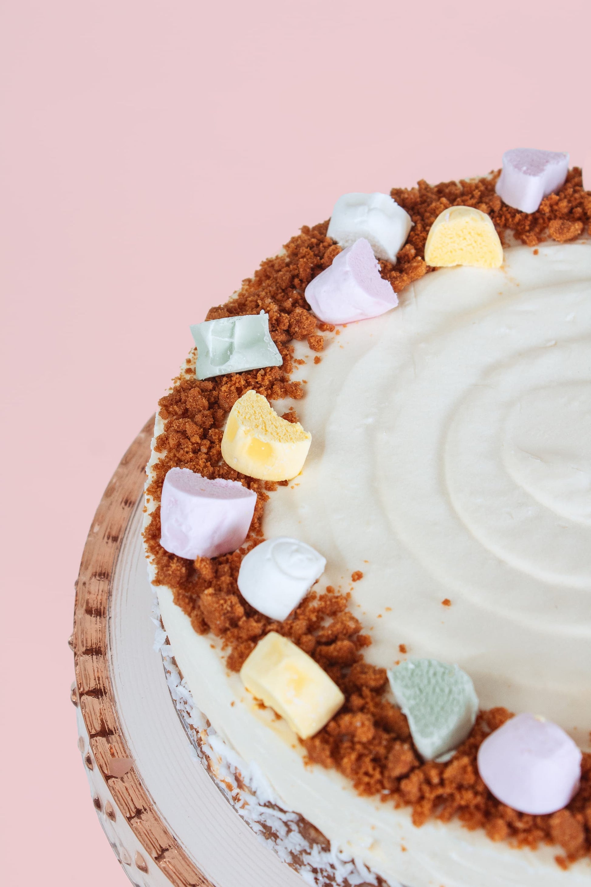 Close up of Lollycake White Chocolate Cheesecake